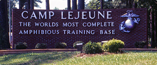 Plaque at entrance to Camp Lejeune, it reads 
